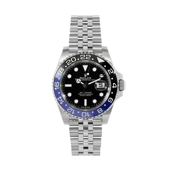 Rolex Mens Stainless Steel Batgirl GMT Master 2 Jubilee Band With Rolex Box And