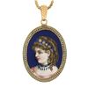 Image 2 : Antique Victorian 14k Gold Enamel Portrait Oval Locket Pendant & Chain Necklace