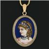 Image 3 : Antique Victorian 14k Gold Enamel Portrait Oval Locket Pendant & Chain Necklace