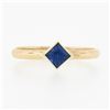 Image 4 : Simple Petite 14k Gold 0.35 ctw Square Step Cut Bezel Set Sapphire Solitaire Rin