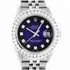Image 1 : Rolex Mens Stainless Steel Blue Vignette 3 ctw Diamond Datejust Wristwatch