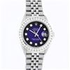 Image 2 : Rolex Mens Stainless Steel Blue Vignette 3 ctw Diamond Datejust Wristwatch