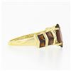 Image 5 : 14K Yellow Gold Garnet Marquise Solitaire w/ Square Faceted Channel Band Ring