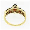 Image 6 : 14K Yellow Gold Garnet Marquise Solitaire w/ Square Faceted Channel Band Ring