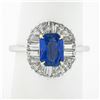 Image 3 : Platinum & 18k Gold GIA Burma NO HEAT Sapphire Baguette Diamond Ballerina Ring