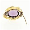 Image 4 : Antique Art Nouveau 14k Gold 13.13 ctw Oval Amethyst Detailed Dragon Frame Brooc