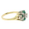 Image 5 : Petite 14k White & Yellow Gold 0.80 ctw Round Diamond Emerald Cluster Dinner Rin