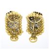 Image 6 : Vintage 18k Gold 4.67 ctw Sapphire & Diamond Flower 7 Row Bead Wide Cuff Earring