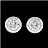 Image 2 : New 14k White Gold .84 ctw Martini Bezel Set Round Brilliant Diamond Stud Earrin