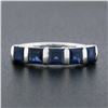 Image 2 : Platinum 1.75 ctw Square Step Cut Blue Sapphire Bar Channel Set 5 Stone Band Rin