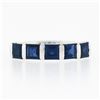 Image 4 : Platinum 1.75 ctw Square Step Cut Blue Sapphire Bar Channel Set 5 Stone Band Rin