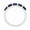 Image 8 : Platinum 1.75 ctw Square Step Cut Blue Sapphire Bar Channel Set 5 Stone Band Rin