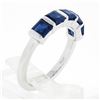 Image 9 : Platinum 1.75 ctw Square Step Cut Blue Sapphire Bar Channel Set 5 Stone Band Rin
