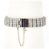 Image 4 : Antique French 18K Gold Plat 17.85 ctw Diamond & Sapphire Wide Statement Bracele