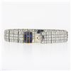 Image 5 : Antique French 18K Gold Plat 17.85 ctw Diamond & Sapphire Wide Statement Bracele
