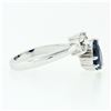 Image 6 : NEW 18K White Gold 2.71 ctw GIA Heart Blue Sapphire Diamond Moi et Toi Bypass Ri