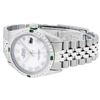 Image 8 : Rolex Mens Stainless Steel White Roman 36MM Diamond And Emerald Datejust