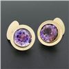 Image 3 : Men's Vintage 14K Yellow Gold 8 ctw Round Bezel Amethyst Polished Frame Cuff Lin