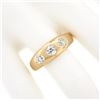 Image 3 : Mens Antique Victorian 14K Gold 0.80 ctw European Diamond 3 Stone Gypsy Band Rin