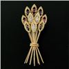 Image 2 : Vintage 14K Gold 0.53 ctw Diamond Sapphire & Ruby Cluster Wheat Bushel Pin Brooc