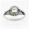 Image 8 : Antique Art Deco Platinum GIA European Diamond Sapphire Filigree Engagement Ring