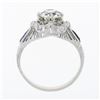 Image 9 : Antique Art Deco Platinum GIA European Diamond Sapphire Filigree Engagement Ring