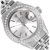 Image 1 : Rolex Ladies Stainless Steel Silver Index Diamond Bezel Date Watch With Rolex Bo