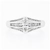 Image 4 : 14k White Gold 1.37 ctw Marquise Solitaire Baguette Round Diamond Engagement Rin