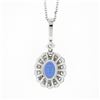 Image 6 : NEW 14k White Gold 2.62 ctw Oval Tanzanite & Diamond Halo Pendant w/ 18" Chain