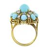 Image 8 : Vintage 14k Gold 0.52 ctw Cabochon Turquoise & Diamond Handmade Wire Work Ring