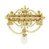 Image 3 : Vintage Victorian Revival 14K Gold Opal Cultured Pearl Dangle Brooch Pin Pendant