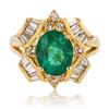 Image 1 : 2.17 ctw Emerald and 0.93 ctw Diamond 18K Yellow Gold Ring