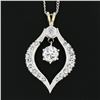 Image 3 : Vintage 14k White Gold 0.99 ctw Round Diamond Dangle Pendant w/ 15" Chain Neckla