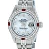 Image 2 : Rolex Ladies Quickset Stainless Steel White Diamond And Ruby 26MM Datejust Wrist