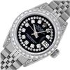 Image 8 : Rolex Ladies Stainless Steel Quickset Black Diamond Lugs Datejust Wristwatch Ser