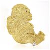 Image 4 : 18K Yellow Gold Ruby & Diamond Detailed Textured Baby Gorilla Monkey Brooch Pin