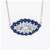 Image 4 : NEW 18K Gold 1.56 ctw GIA Marquise Diamond Sapphire Halo Evil Eye Pendant Neckla