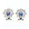 Image 3 : 18k White Gold 8.50 ctw GIA Ceylon Sapphire Diamond Halo Flower Cluster Earrings