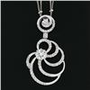 Image 4 : 14k White Gold 2.06 ctw GIA Large Diamond Open Swirl Dangle Pendant w/ Dual Chai