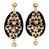 Image 2 : Vintage Victorian Revival 14k Gold Black Onyx w/ Diamond Ornate Dangle Earrings