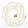 Image 5 : Vintage Long 31" Pearl Strand Necklace w/ 14K Gold 1.5 ctw Pave Diamond Ball Cla
