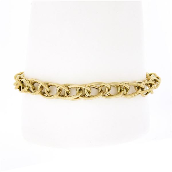 Vintage 14k Gold 7.25" Polished Interlocking Curb Link Stackable Chain Bracelet
