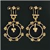 Image 2 : Vintage Victorian Revival 14k Yellow Gold Floral Open Work Drop Dangle Earrings
