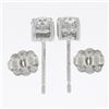 Image 5 : Platinum 0.91 ctw Old European Cut Diamond 4 Prong Basket Classic Stud Earrings