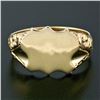 Image 2 : Men's Vintage 14K Yellow Gold Engraveable Shield Center Etched Shank Signet Ring