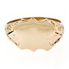 Image 4 : Men's Vintage 14K Yellow Gold Engraveable Shield Center Etched Shank Signet Ring