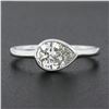 Image 3 : NEW Platinum GIA 1.06 ctw Pear Sideways Bezel Diamond Solitaire Engagement Ring