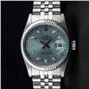 Image 2 : Rolex Mens Stainless Steel Blue Diamond Fluted Bezel 36MM Datejust Wristwatch