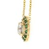 Image 5 : NEW 14K Gold Round Diamond & Emerald Halo w/ Milgrain Flower Pendant & Chain