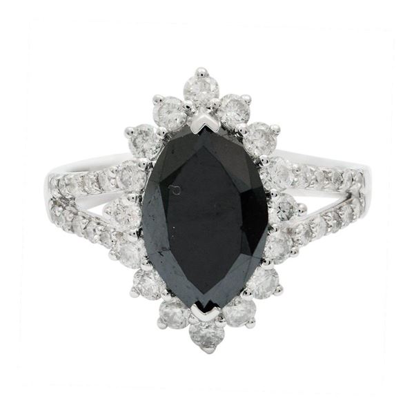 2.64 ctw FANCY BLACK CENTER Diamond 14KT White Gold Ring (3.44 ctw Diamonds)